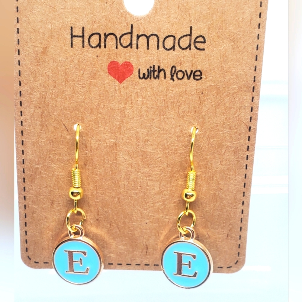 7/$10 E Initial Earrings, New